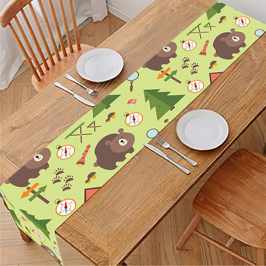 Cute Camping Pattern Print Table Runner