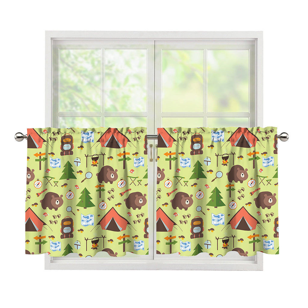 Cute Camping Pattern Print Tier Curtains