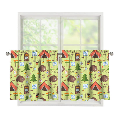 Cute Camping Pattern Print Tier Curtains