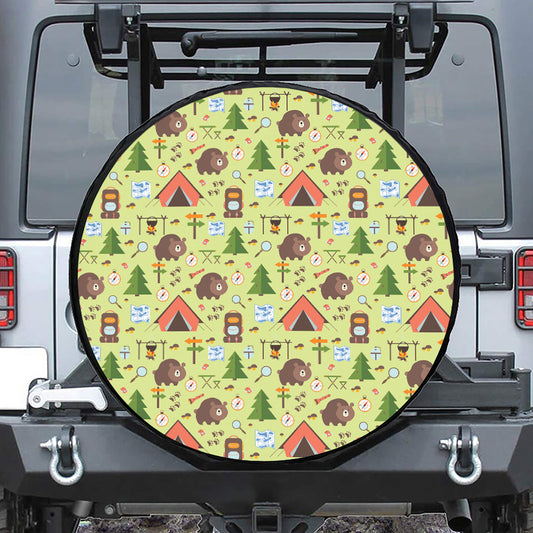 Cute Camping Pattern Print Tire Cover