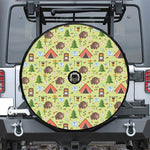 Cute Camping Pattern Print Tire Cover With Camera Hole