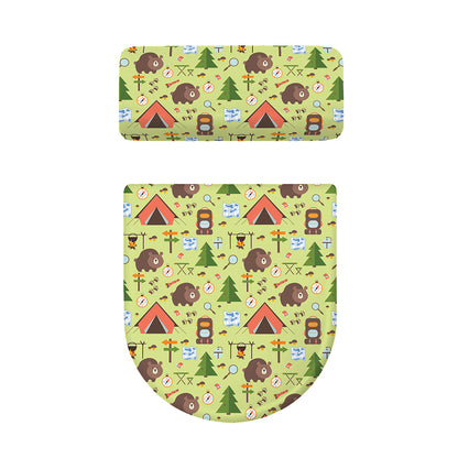 Cute Camping Pattern Print Toilet Lid And Tank Cover Set