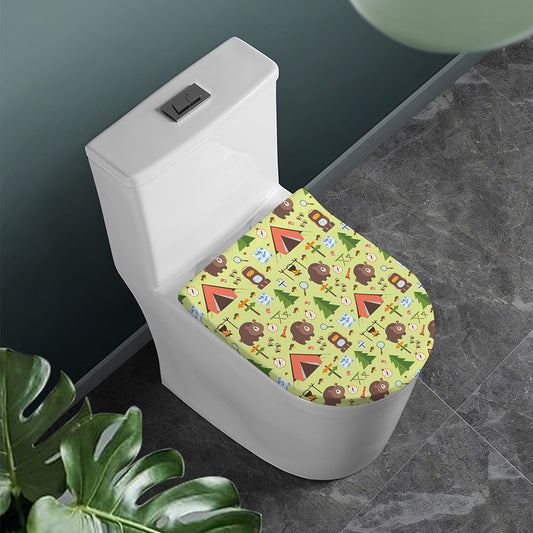 Cute Camping Pattern Print Toilet Lid Cover