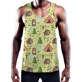 Cute Camping Pattern Print Men's Workout Tank Top