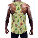 Cute Camping Pattern Print Training Tank Top