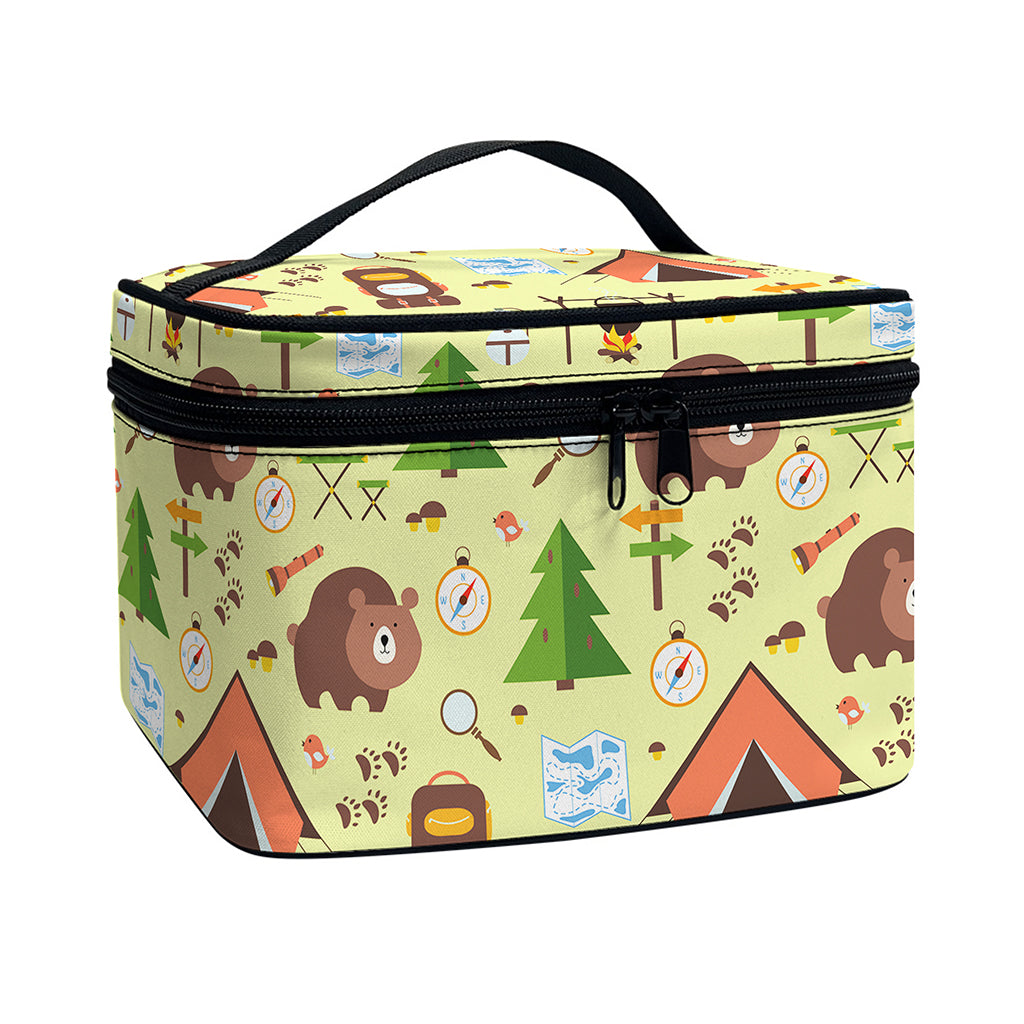 Cute Camping Pattern Print Travel Makeup Bag