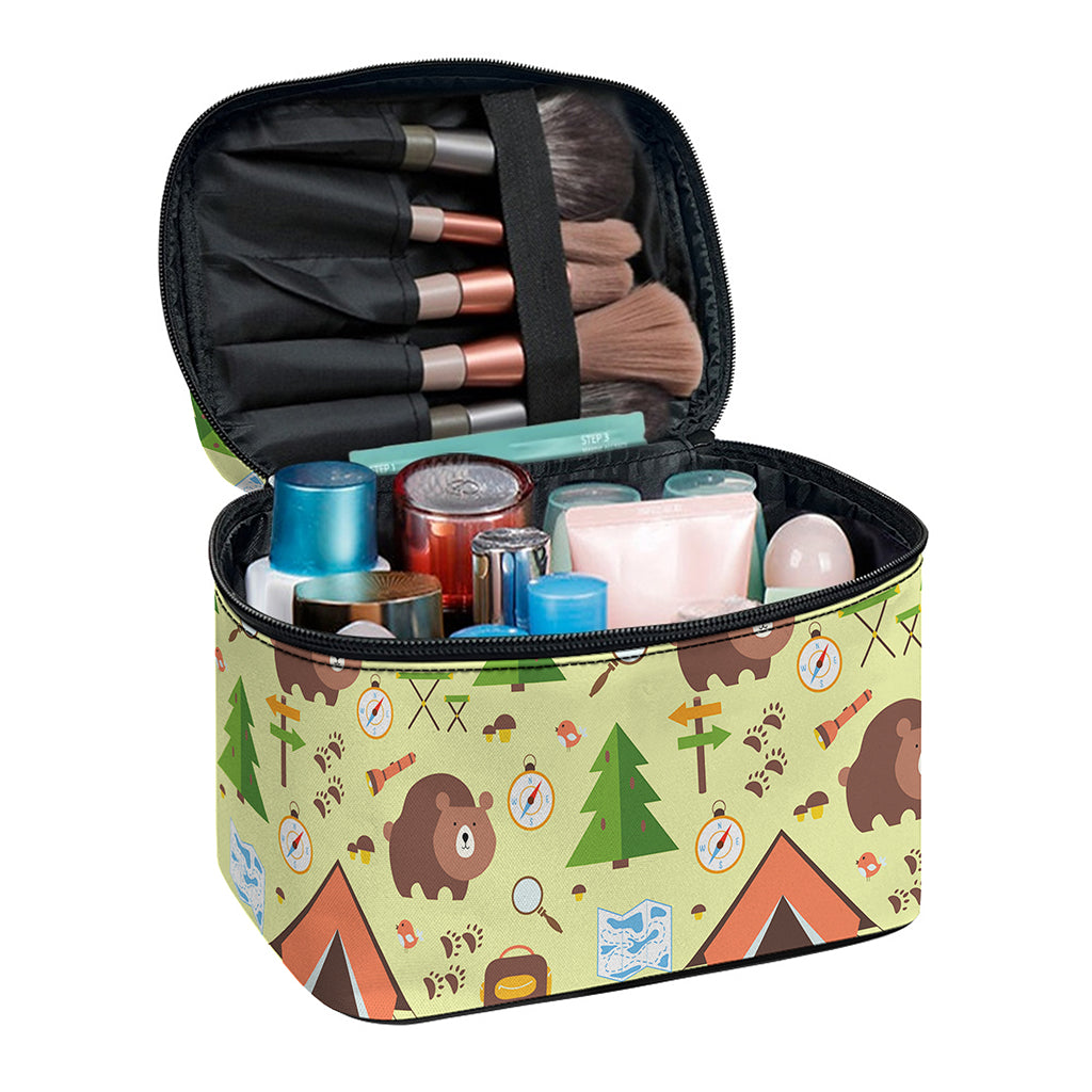 Cute Camping Pattern Print Travel Makeup Bag