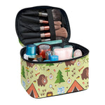 Cute Camping Pattern Print Travel Makeup Bag