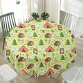 Cute Camping Pattern Print Waterproof Round Tablecloth