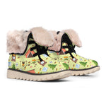 Cute Camping Pattern Print Winter Boots