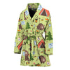 Cute Camping Pattern Print Women's Bathrobe