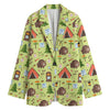 Cute Camping Pattern Print Women's Blazer