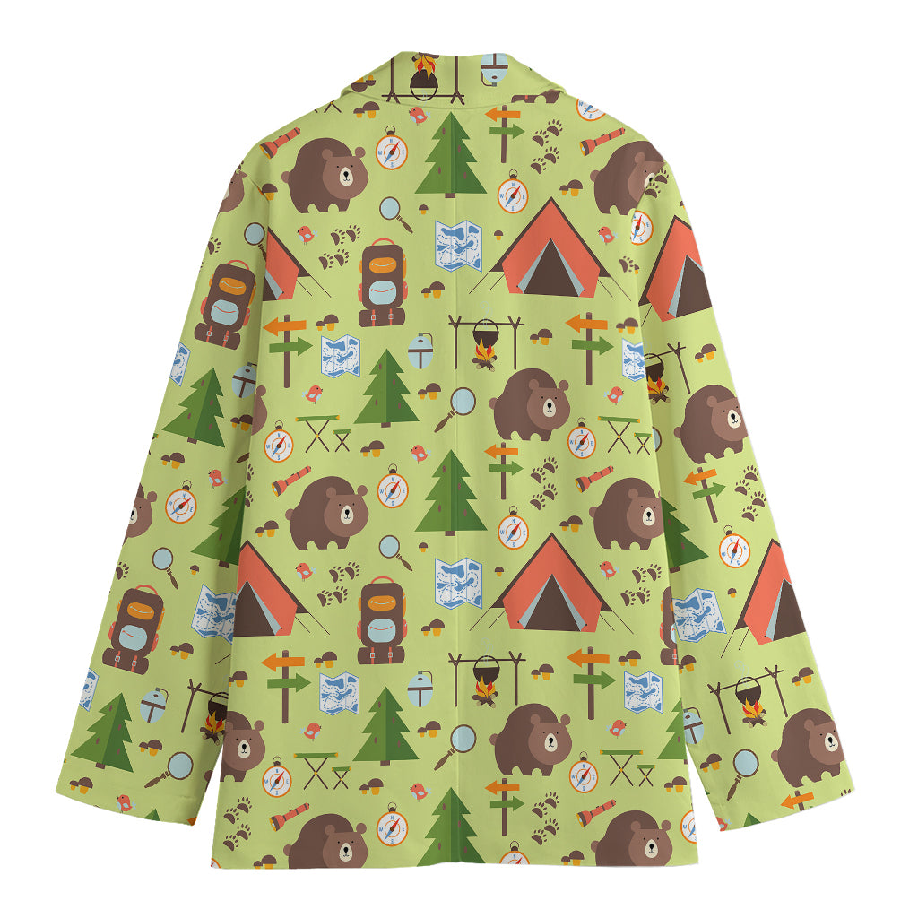 Cute Camping Pattern Print Women's Blazer