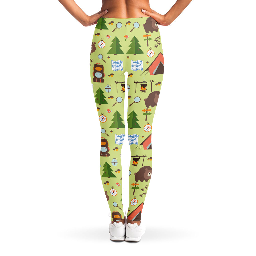 Cute Camping Pattern Print Women's Leggings