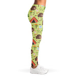 Cute Camping Pattern Print Women's Leggings