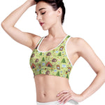 Cute Camping Pattern Print Women's Sports Bra