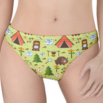 Cute Camping Pattern Print Women's Thong