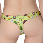 Cute Camping Pattern Print Women's Thong