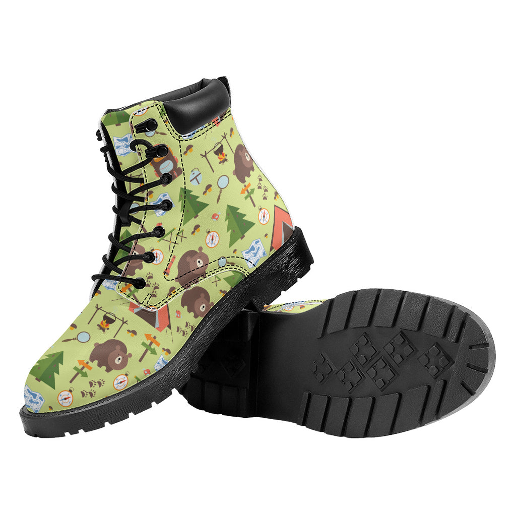 Cute Camping Pattern Print Work Boots