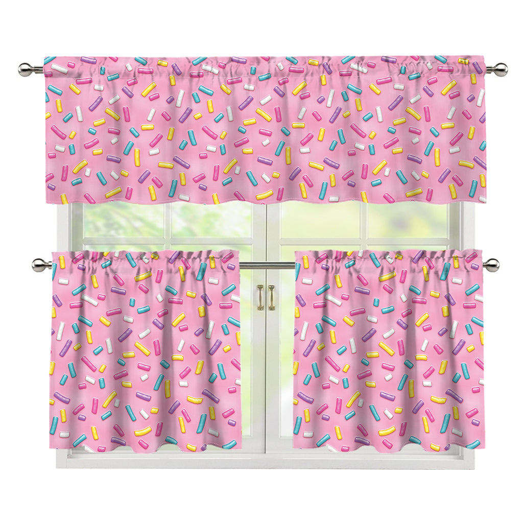 Cute Candy Pattern Print 3 Piece Kitchen Curtains