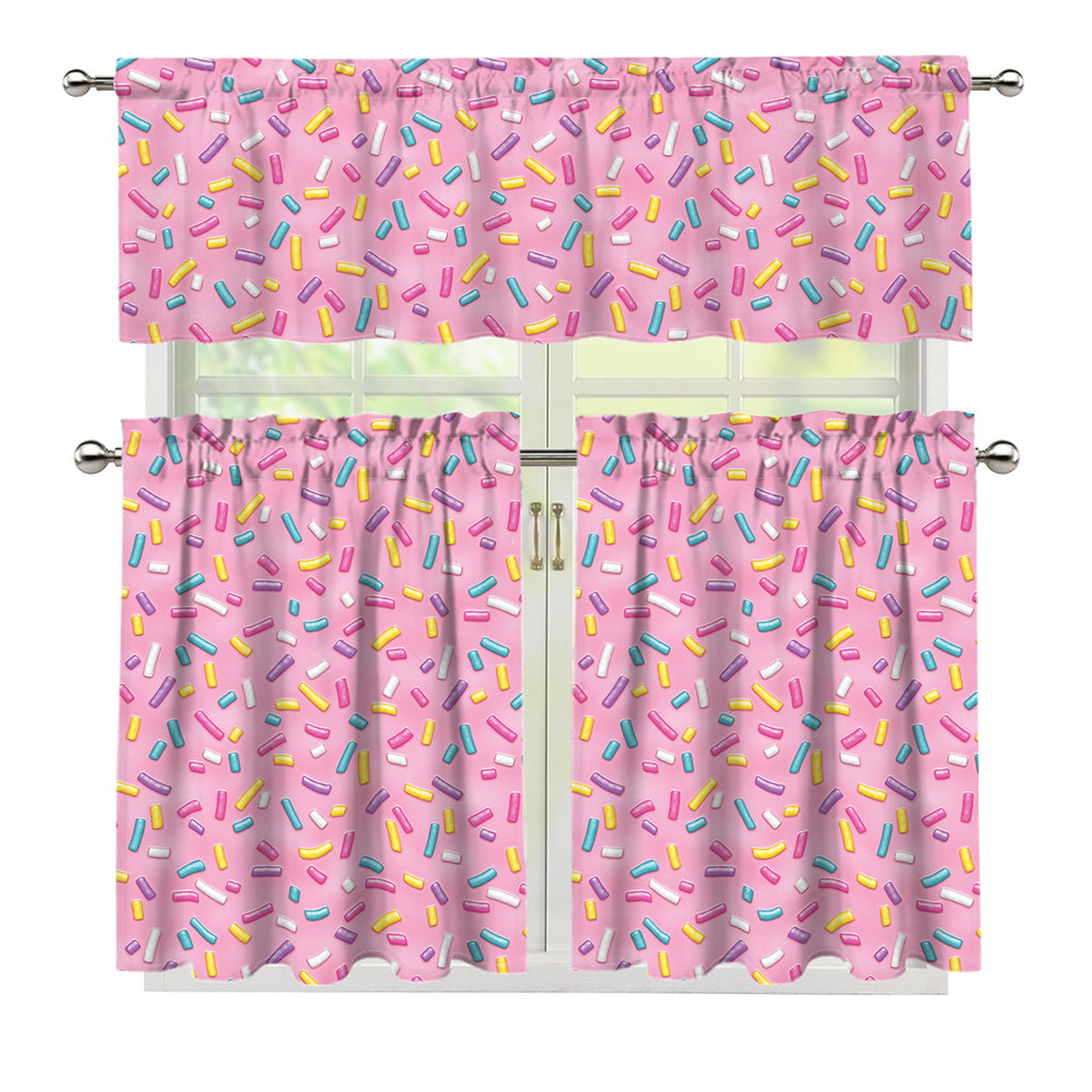 Cute Candy Pattern Print 3 Piece Kitchen Curtains