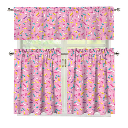 Cute Candy Pattern Print 3 Piece Kitchen Curtains