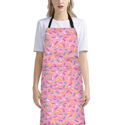 Cute Candy Pattern Print Bib Apron With Pocket