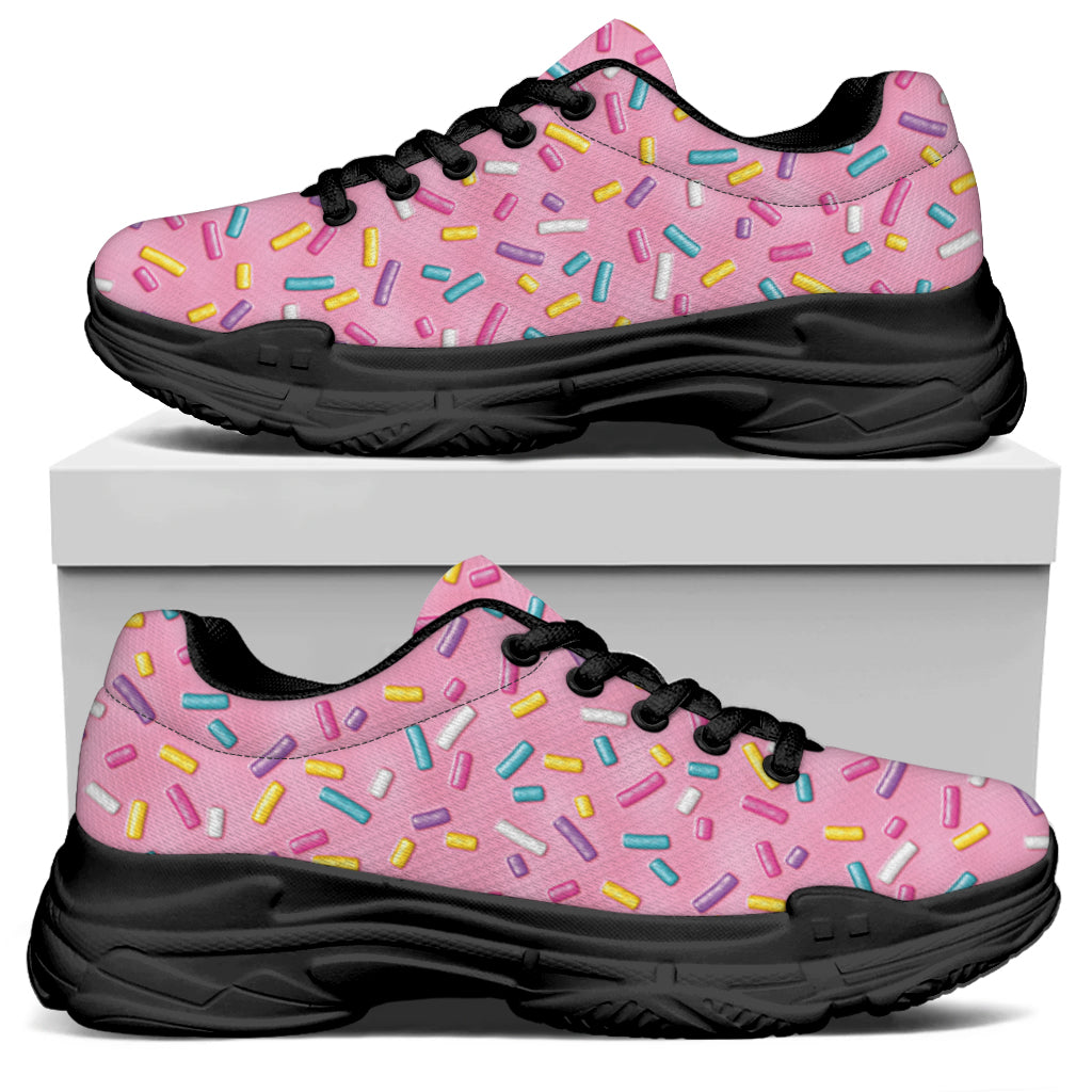 Cute Candy Pattern Print Black Chunky Shoes