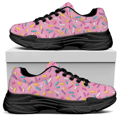 Cute Candy Pattern Print Black Chunky Shoes