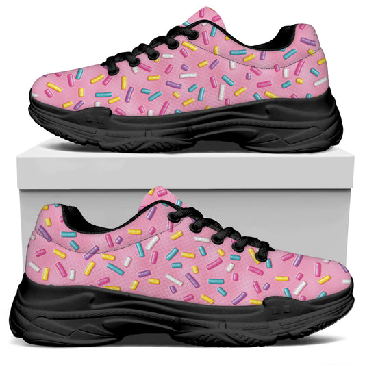 Cute Candy Pattern Print Black Chunky Shoes