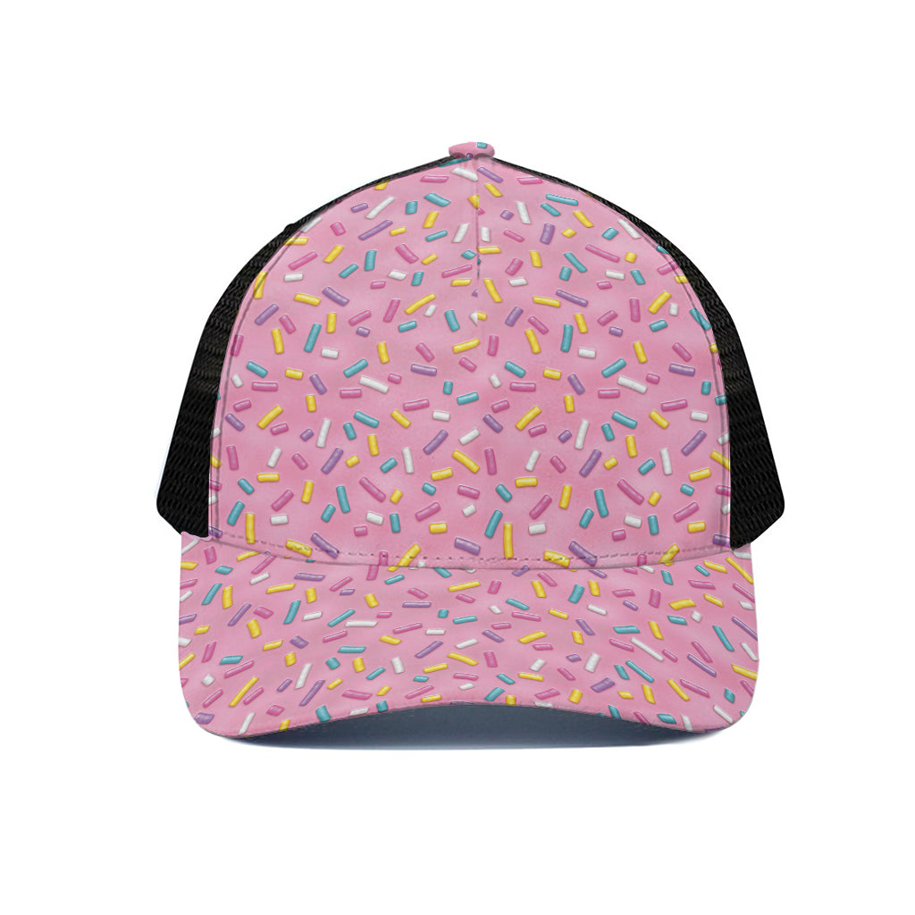 Cute Candy Pattern Print Black Mesh Trucker Cap