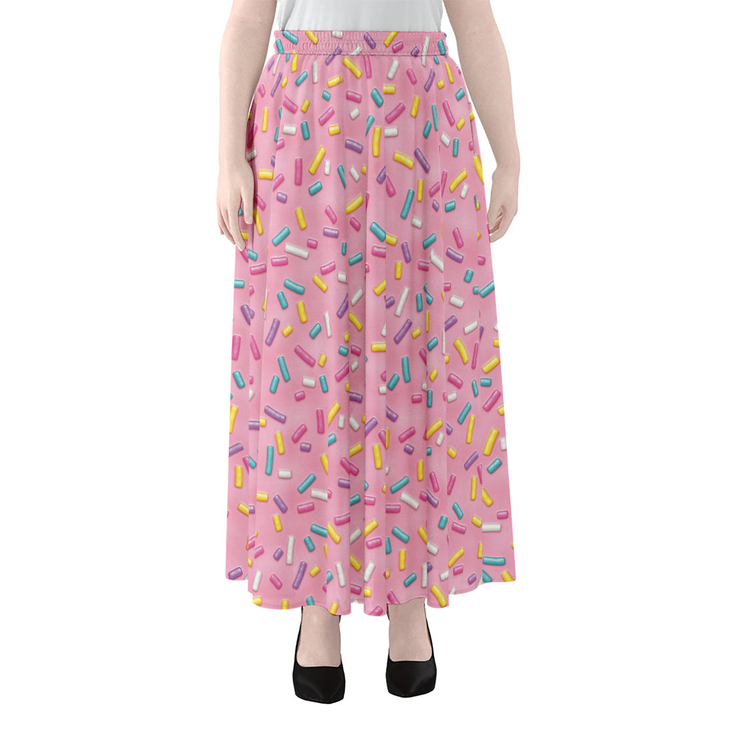 Cute Candy Pattern Print Chiffon Maxi Skirt