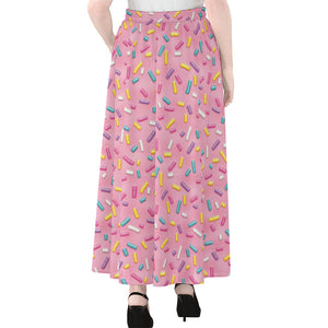 Cute Candy Pattern Print Chiffon Maxi Skirt