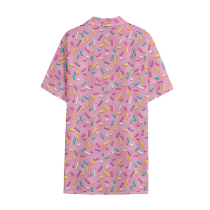 Cute Candy Pattern Print Cotton Hawaiian Shirt