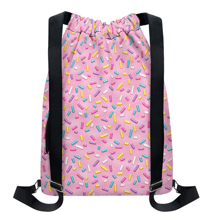 Cute Candy Pattern Print Drawstring Backpack