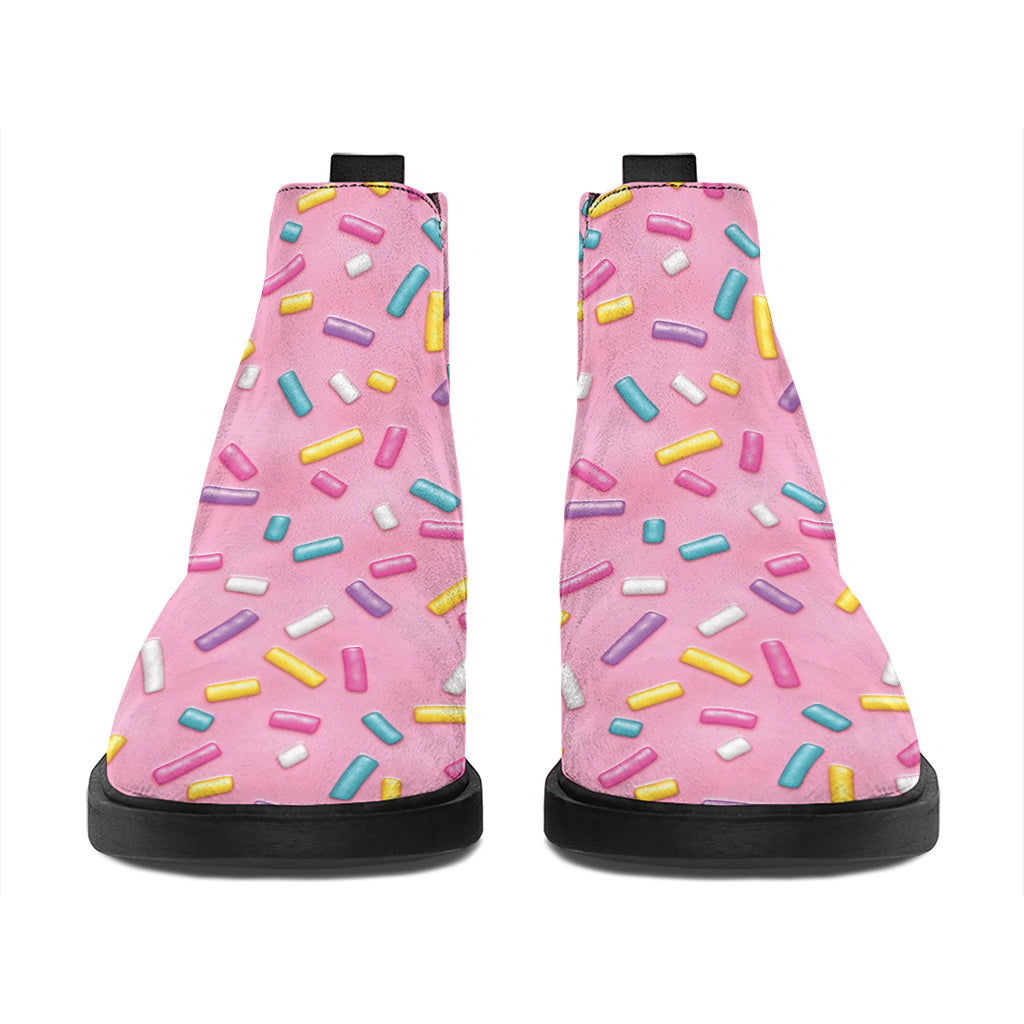 Cute Candy Pattern Print Flat Ankle Boots