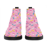 Cute Candy Pattern Print Flat Ankle Boots