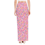 Cute Candy Pattern Print High Slit Maxi Skirt