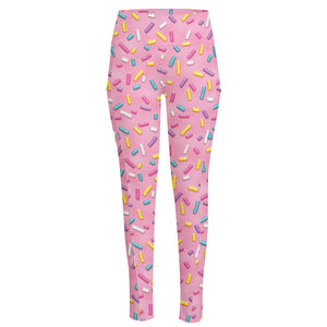 Cute Candy Pattern Print High-Waisted Pocket Leggings