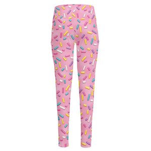 Cute Candy Pattern Print High-Waisted Pocket Leggings