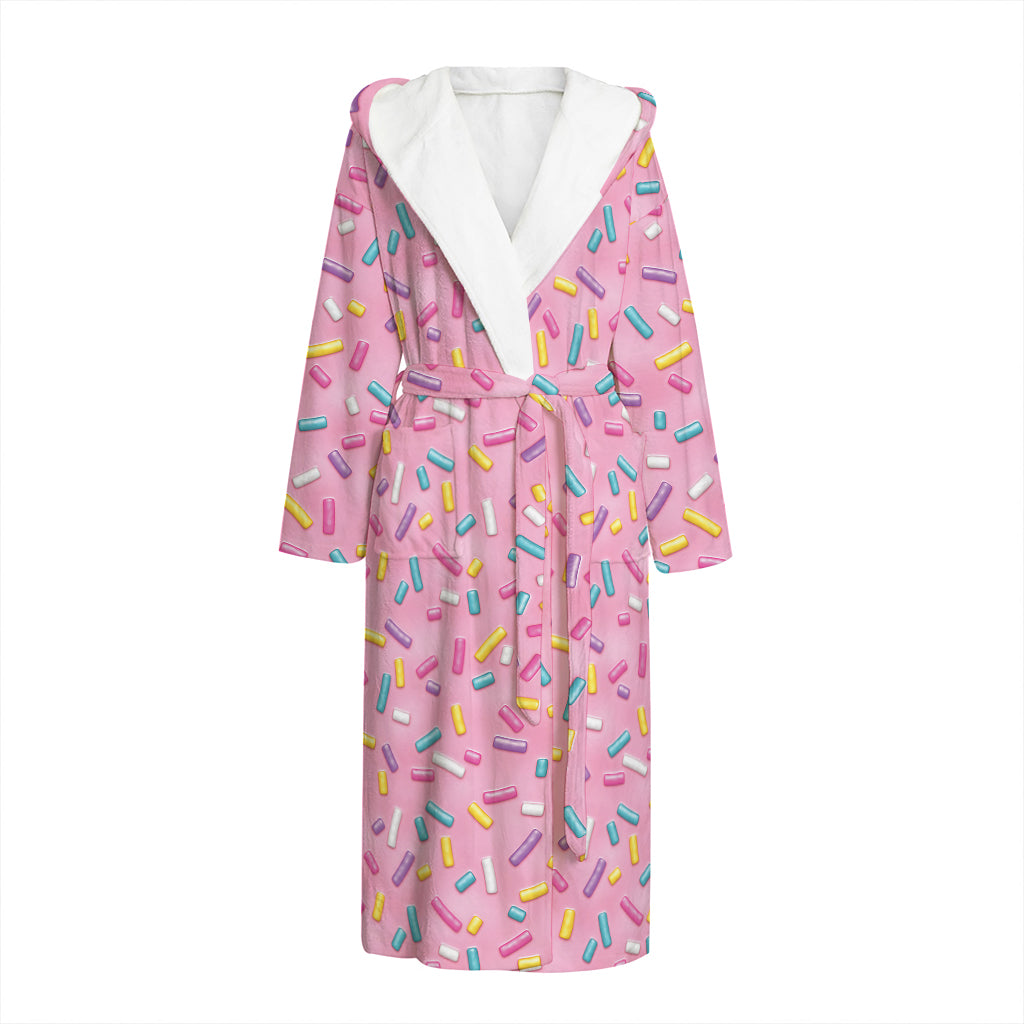 Cute Candy Pattern Print Hooded Bathrobe