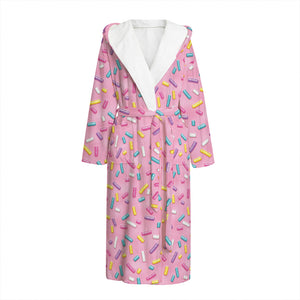 Cute Candy Pattern Print Hooded Bathrobe