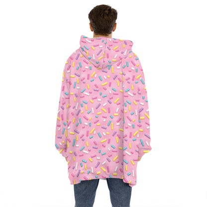 Cute Candy Pattern Print Hoodie Blanket