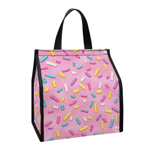 Cute Candy Pattern Print Insulated Lunch Tote