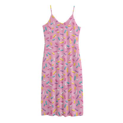 Cute Candy Pattern Print Jersey Midi Cami Dress