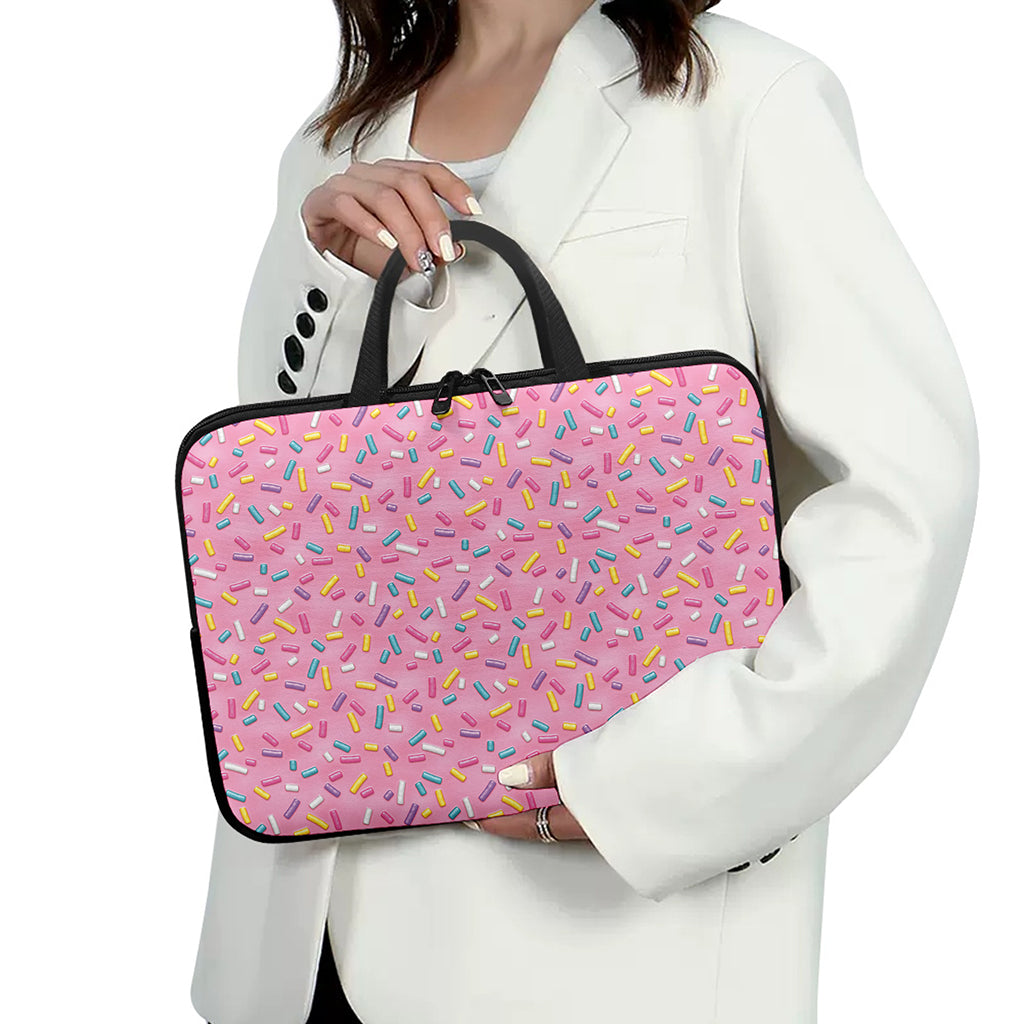 Cute Candy Pattern Print Laptop Sleeve With Handle