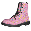Cute Candy Pattern Print Lace-Up Boots