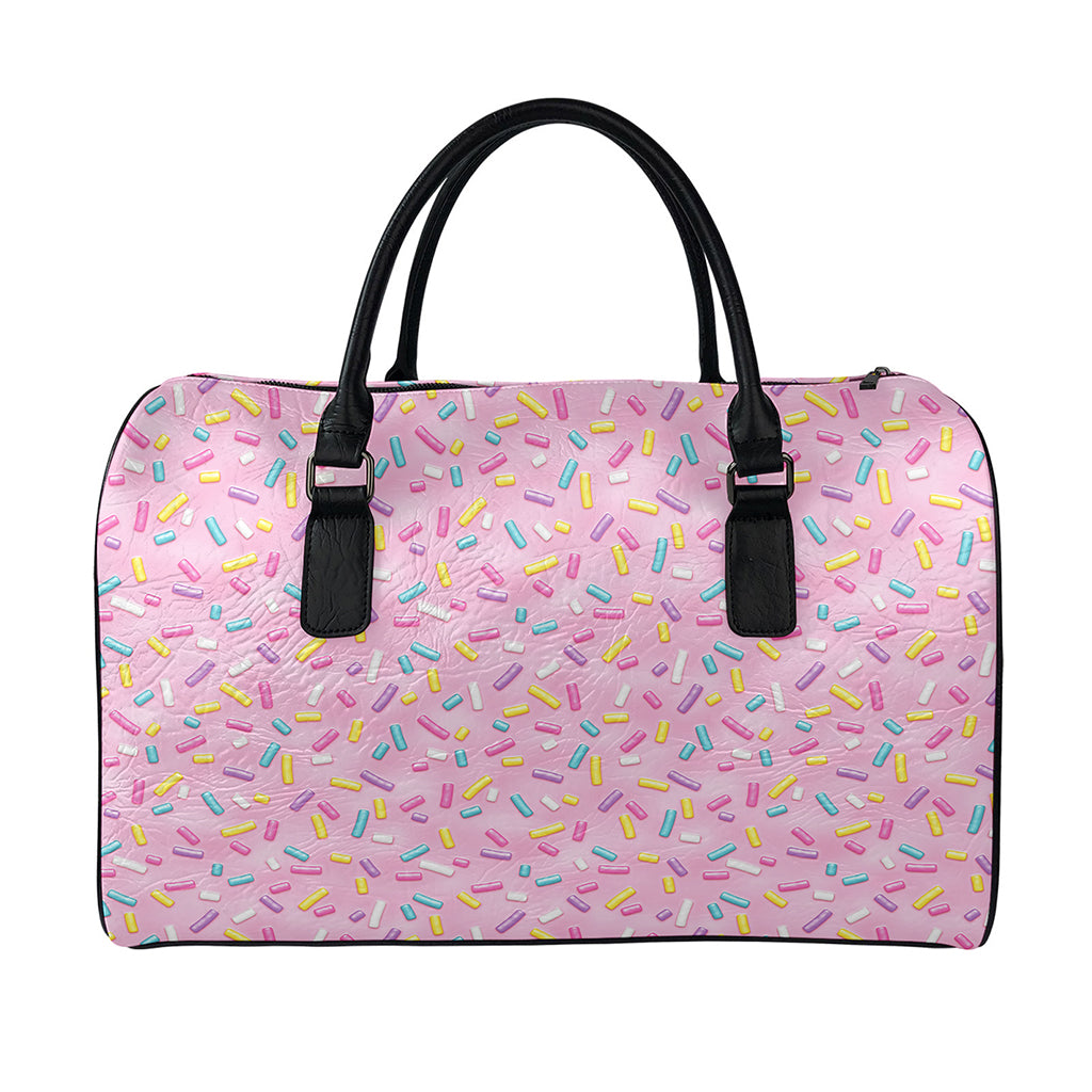 Cute Candy Pattern Print Leather Duffle Bag