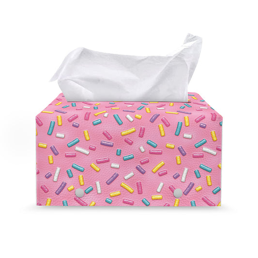 Cute Candy Pattern Print Leather Tissue Box Cover
