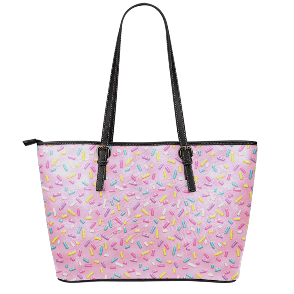 Cute Candy Pattern Print Leather Tote Bag